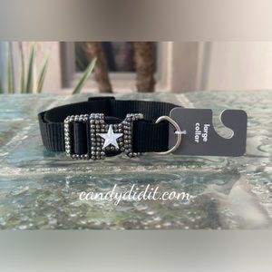 NWT Bougie Crackle Star Blinged Out Black Dog Collar Size Large